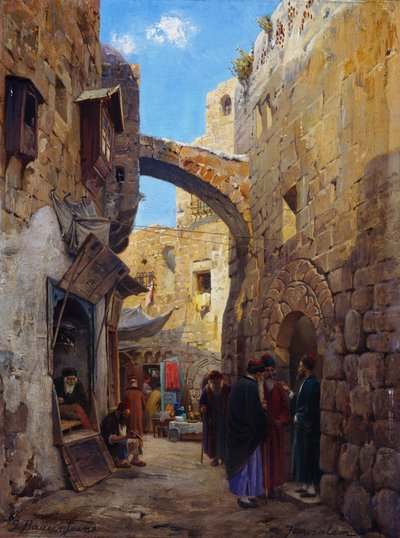 Street Scene in Jerusalem by Gustave Bauernfeind