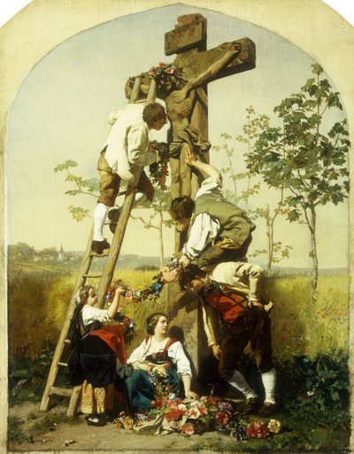 Decorating the Shrine, 1854 by Gustave Brion