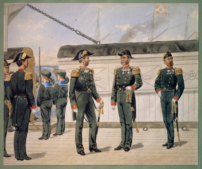Officers of the Danish Navy in Dress Uniform by Gustave Brock