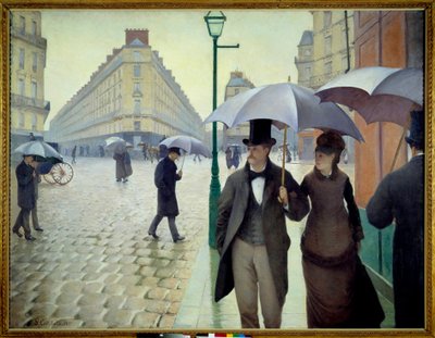 A Street in Paris in Rainy Weather in 1877 by Gustave Caillebotte