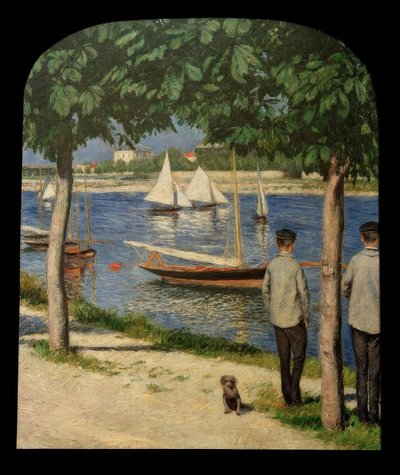 The Bank at Petit Gennevilliers and the Seine by Gustave Caillebotte