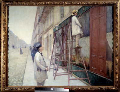 Painters in building in 1877, Painting by Gustave Caillebotte by Gustave Caillebotte