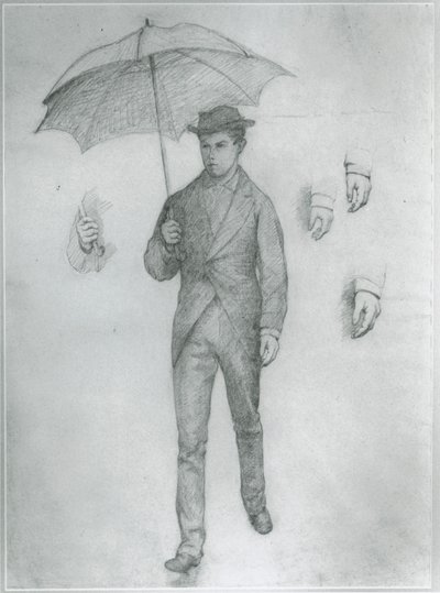 Study for Young Man with Umbrella by Gustave Caillebotte