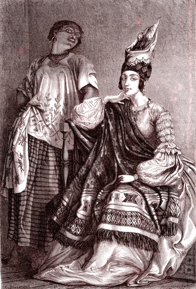 Signare, the Mulatto-French African Women in the City of Saint Louis, Senegal. 1861 by Gustave Clarence Rodolphe Boulanger