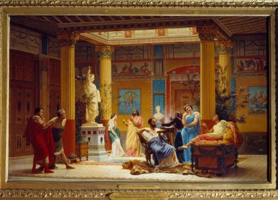 The Repetition of the Player of Flute and La Femme de Diomede in the Atrium of the Maison Pompeienne in Paris by Prince Napoleon by Gustave Clarence Rodolphe Boulanger