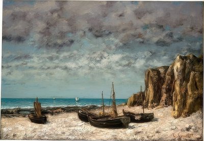 Boats on the Beach at Etretat. Around 1872/75 by Gustave Courbet