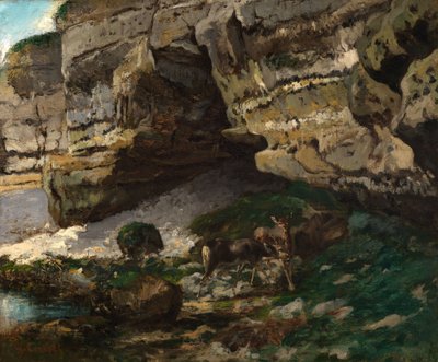Rocky Landscape with Deer by Gustave Courbet