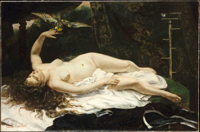 Woman with a Parrot by Gustave Courbet