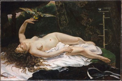 Woman with a Parrot by Gustave Courbet