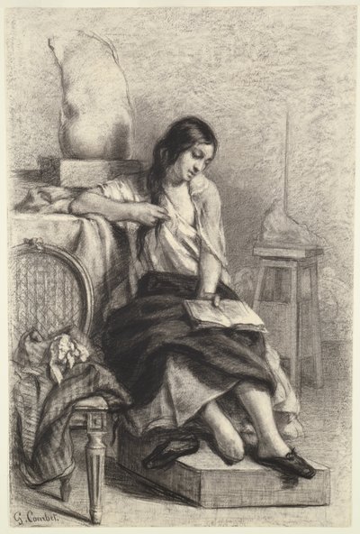 Model Reading in the Studio by Gustave Courbet