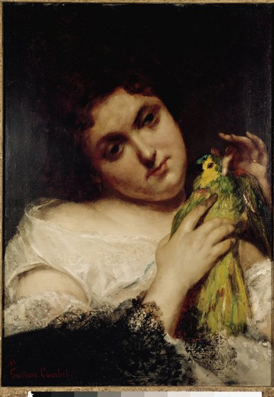 Portrait of a Lady with a Parrot by Gustave Courbet