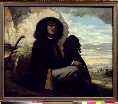 Self-portrait with his dog by Gustave Courbet by Gustave Courbet
