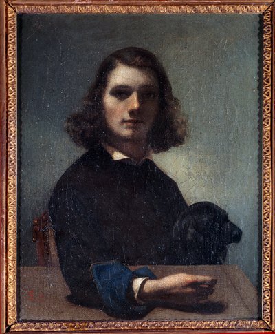 Self Portrait with Black Dog by Gustave Courbet