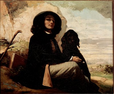Self Portrait with Black Dog by Gustave Courbet (1842) by Gustave Courbet