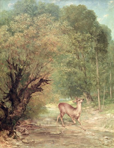 The Hunted Roe-Deer on the alert, Spring by Gustave Courbet