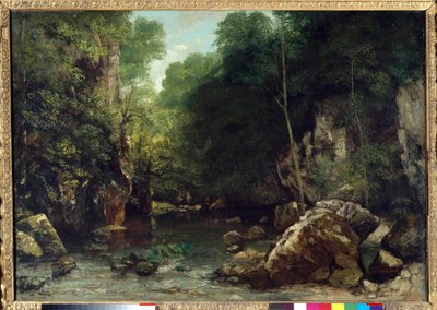 The covered stream, known as the entrance to the Vallee du Puits-Noir, Doubs: Effect of Twilight by Gustave Courbet