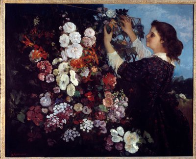 The Woman with Flowers or the Lattice by Gustave Courbet
