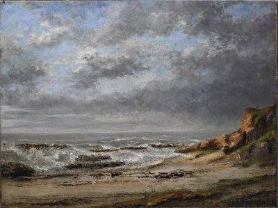 View of a Rough Sea Near a Cliff by Gustave Courbet