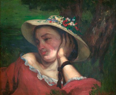 Woman with Flowers on Her Hat by Gustave Courbet
