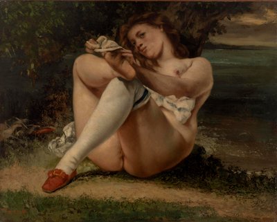 Woman with White Stockings by Gustave Courbet