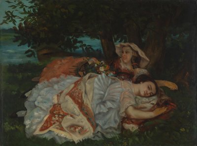 Young Ladies on the Bank of the Seine, before 1857 by Gustave Courbet