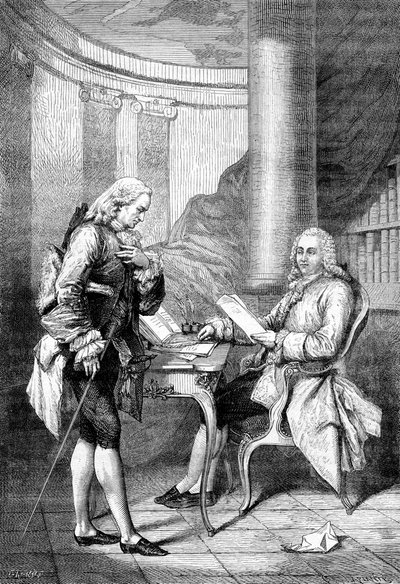 Anne Robert Jacques Turgot receiving a letter of reference by Gustave Demoulin