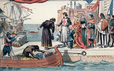Seventh Crusade: King of France Louis IX Leaving Saint John of Acre to Israel by Gustave Demoulin