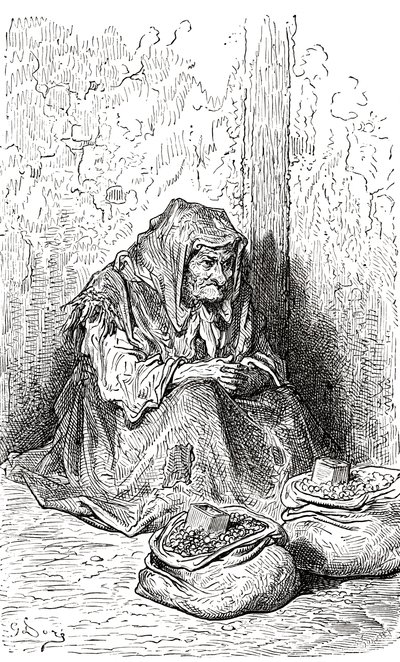 After a Sketch of an Old Spanish Woman by Gustave Dore. From Life and Reminiscences of Gustave Dore, Published 1885. by Gustave Dore