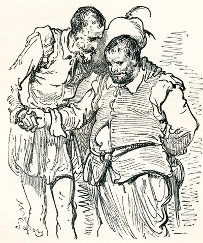 After an Original Drawing by Gustave Dore of Don Quixote and Sancho Panza. From Life and Reminiscences of Gustave Dore, Published 1885. by Gustave Dore