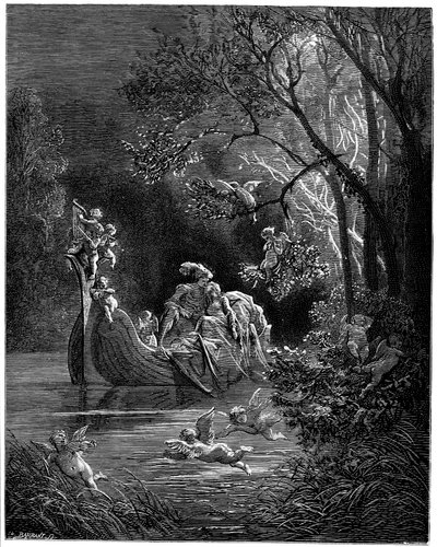 Alcina and Ruggiero as Happy Lovers Out Fishing by Gustave Dore