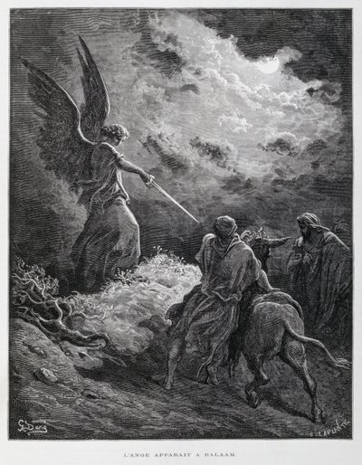 An Angel Met Balaam with a Sword, Illustration from the Dore Bible by Gustave Dore