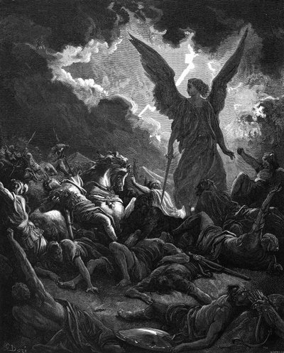 Archangel Gabriel smiting the camp of Sennacherib and the Assyrians by Gustave Dore