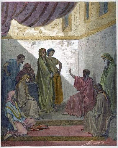 Baptism of Cornelius the Centurion - Cornelius the Centurion receives the faith of Jesus Christ, and is baptized by St. Peter. - Engraving in 