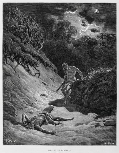 Cain Kills His Brother Abel (Illustration from the Dore Bible) by Gustave Dore