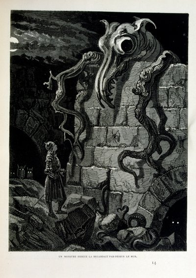 Croque-Mitaine; 1863 Illustration by Gustave Dore (1832–1883); French Artist, Printmaker, Illustrator. Croque-Mitaine (The Bogeyman) a Maleficent Character Presented to Children to Scare Them and Thus Make Them Wiser by Gustave Dore