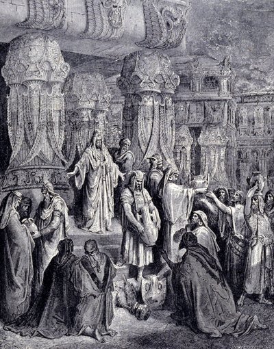 Cyrus II the Great Freed the Captive Peoples Upon His Arrival in Babylon in 539 BC and Returned to the Jewish People the Sacred Vessels Taken as Spoils in the Temple of Jerusalem. Engraving by Gustave Doré by Gustave Dore