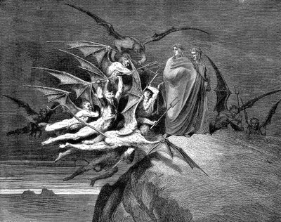 Dante and Virgil Beset by Demons on Their Passage Through the Eighth Circle by Gustave Dore