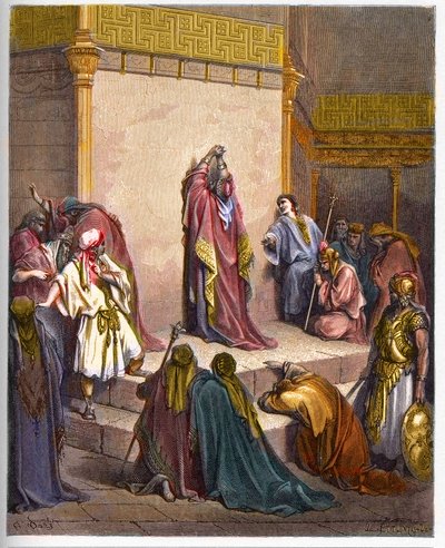 David, King of the United Kingdom of Israel Mourning the Death of Absalom - engraving in 