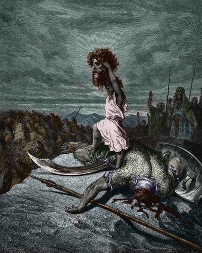 David holding Goliath