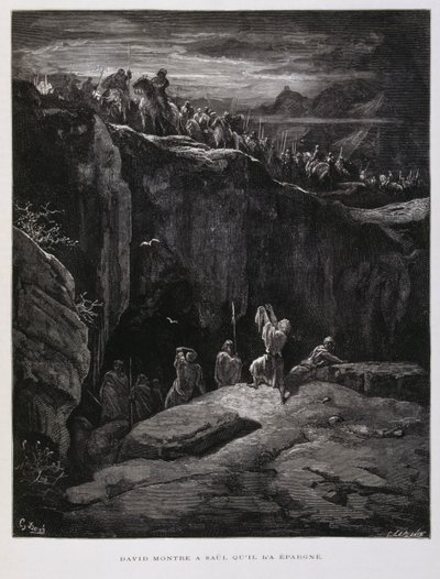 David Offers His Sword in Loyalty to Saul King of Israel (Illustration from the Dore Bible) by Gustave Dore