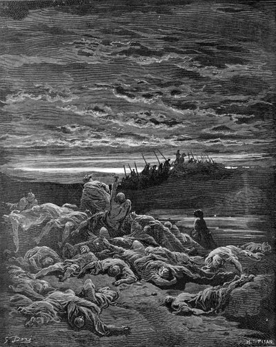 Death of the Sons of Jerubbaal - Bible by Gustave Dore
