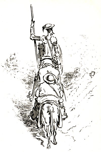 Don Quixote on His Horse, Followed by Sancho on His Donkey by Gustave Dore