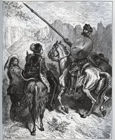 Don Quixote Accepts the Mission Proposed by Dorothe-Princess of Micomicon - from "Don Quixote de la Mancha" by Miguel Cervantes by Gustave Dore