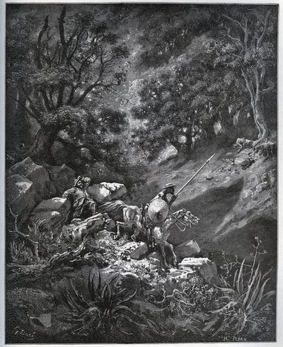 Don Quixote and Sancho Panza continue their journey in Sierra Morena in search of the Deguenille-de-la-Malaise-Mine - from 