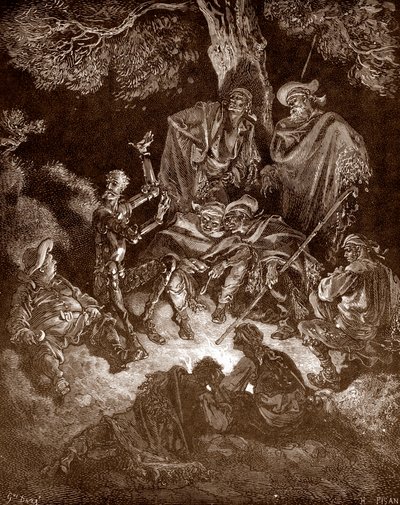 Image of Dante and Virgil in Inferno, crossing the cocytus, 1885 by Dore,  Gustave (1832-83)