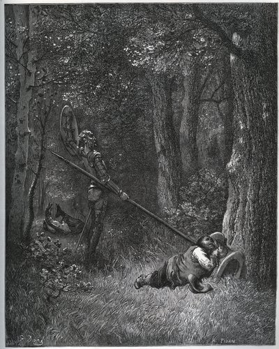 Don Quixote Awakening Sancho Panza - from "Don Quixote de la Mancha" by Miguel Cervantes by Gustave Dore