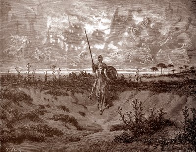 Don Quixote setting out on his adventures, Engraving by Gustave Dore by Gustave Dore