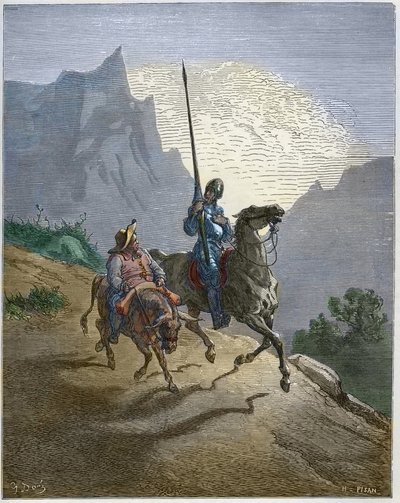 Don Quixote with Sancho Panza - Don Quixote de la Mancha by Miguel Cervantes by Gustave Dore