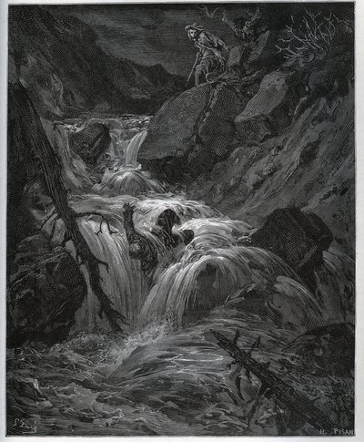 Dorothee, Disguised as a Young Peasant, Unleash His Lustful Valet - from "Don Quixote de la Mancha" by Miguel Cervantes by Gustave Dore