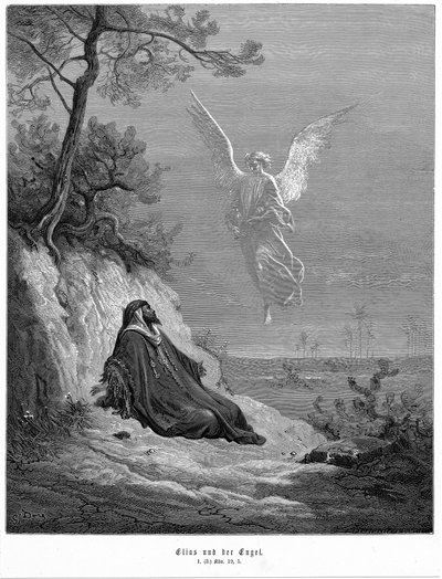 Elijah Goes into Wilderness and Asks to Die, but Angel Comes and Bids Him 